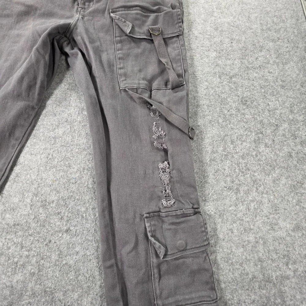 Si Tu Veux Jeans Mens Billy Jean Super Stacked Distressed Cargo Gray 38 Skinny